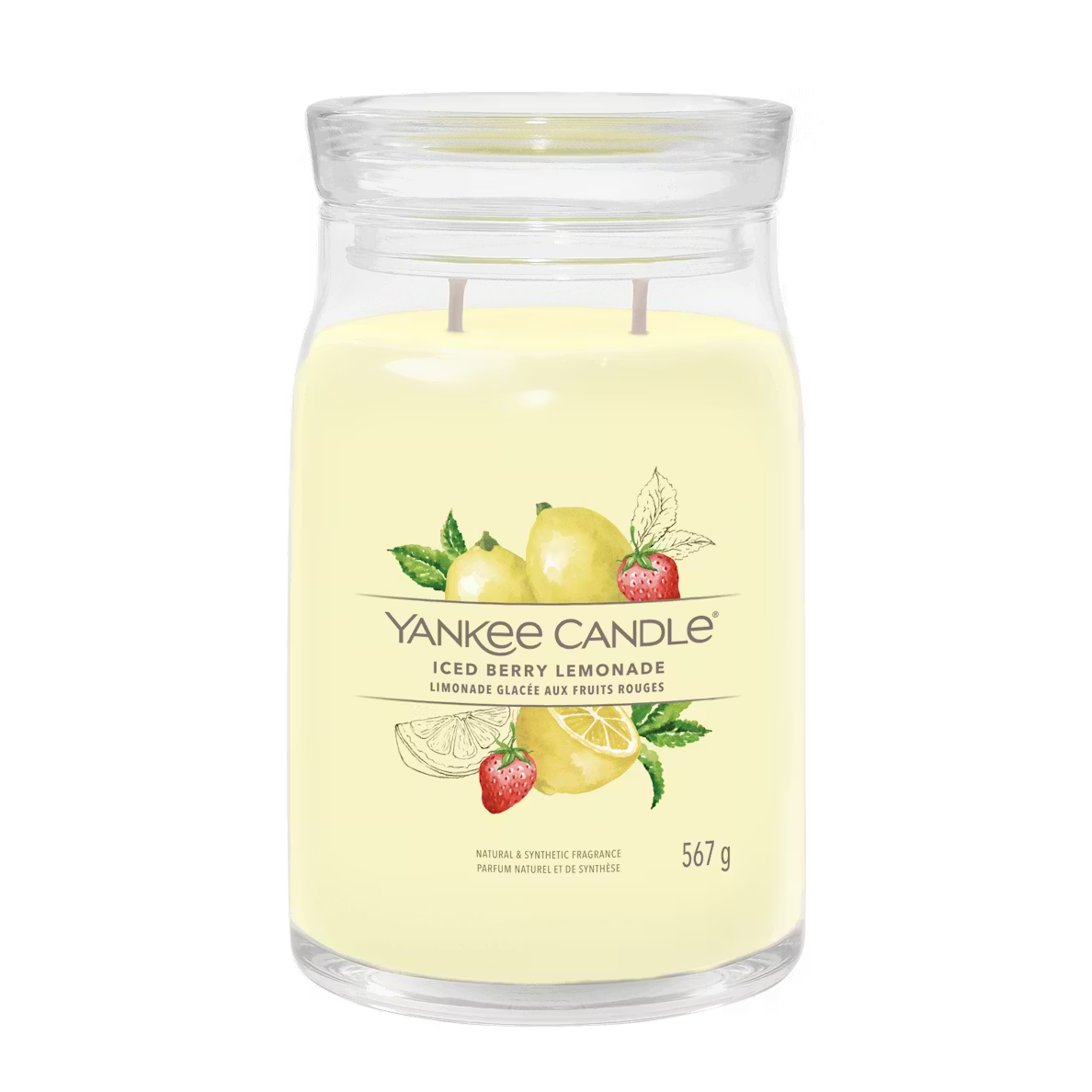 Yankee Candle Iced Berry Lemonade Large Jar Candle 567g – Two Wick Glass Jar Fruity Fragrance
