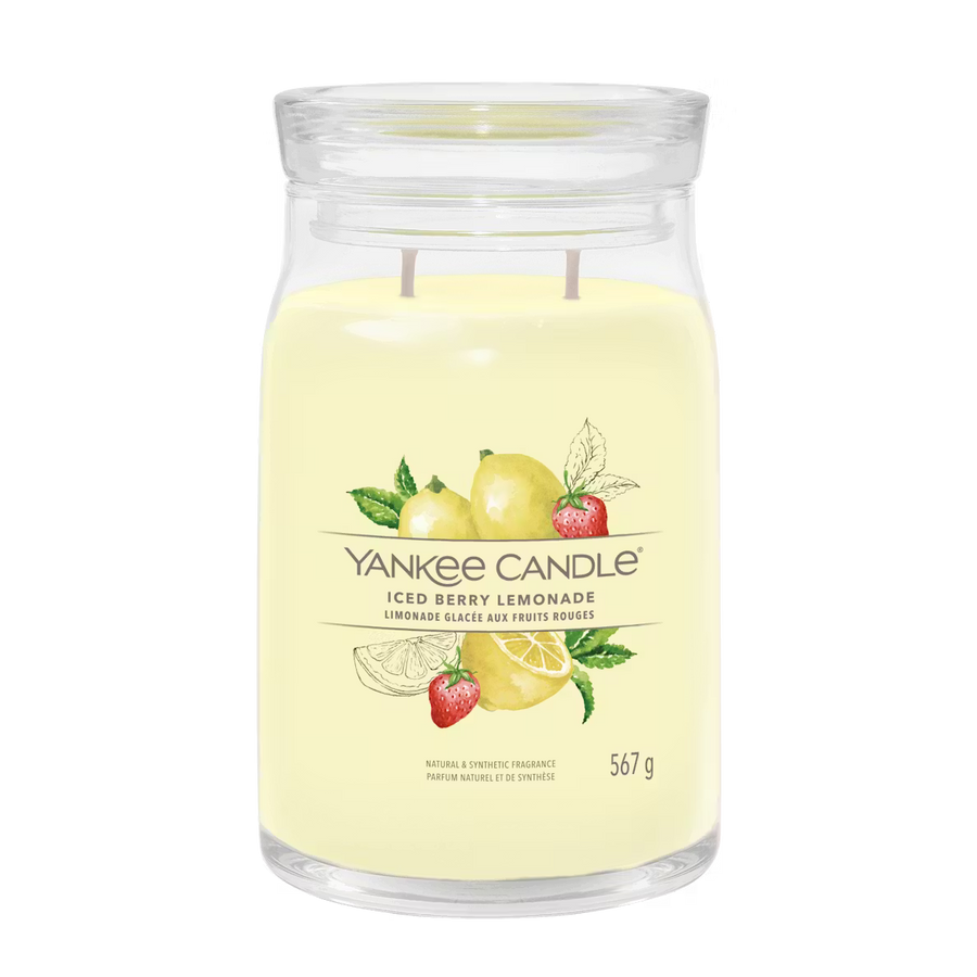 Yankee Candle Iced Berry Lemonade Large Jar Candle 567g – Two Wick Glass Jar Fruity Fragrance
