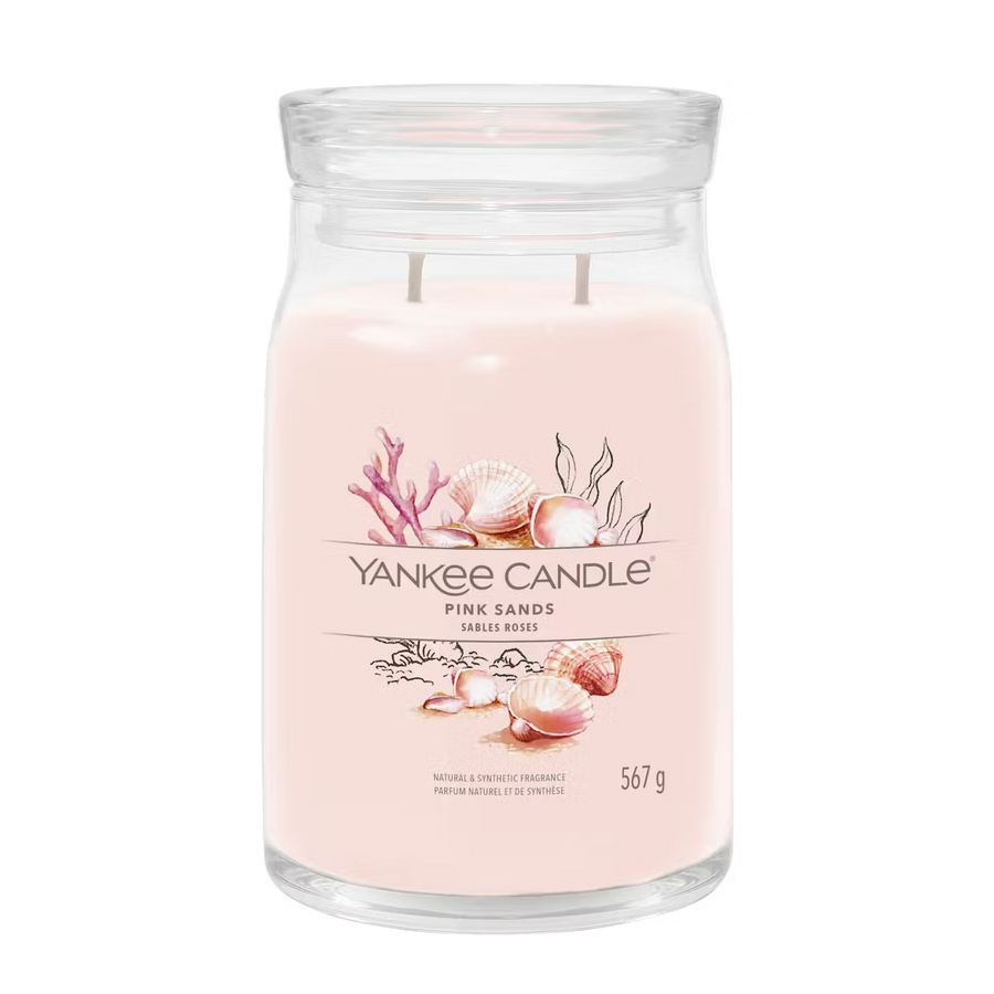 Yankee Candle Pink Sands Large Jar Candle 567g – Two Wick Glass Jar Floral Fragrance