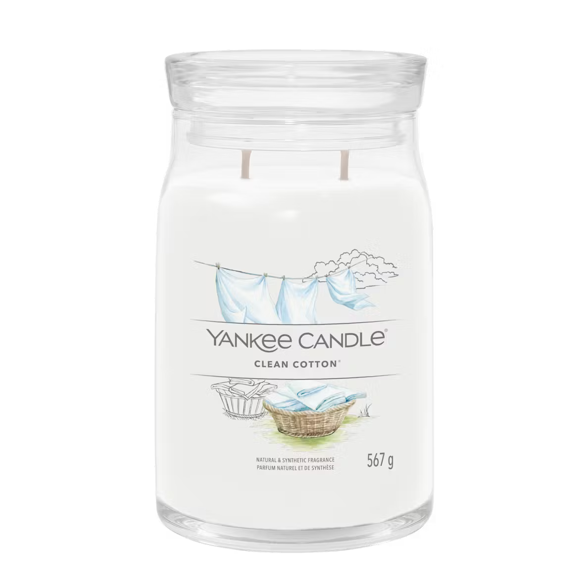 Yankee Candle Clean Cotton® Large Jar Candle 567g – Two Wick Glass Jar Fresh & Clean Fragrance