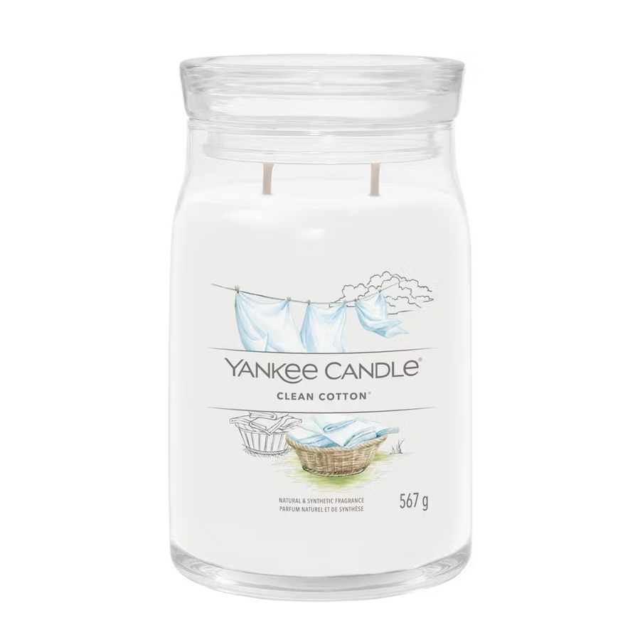 Yankee Candle Clean Cotton® Large Jar Candle 567g – Two Wick Glass Jar Fresh & Clean Fragrance